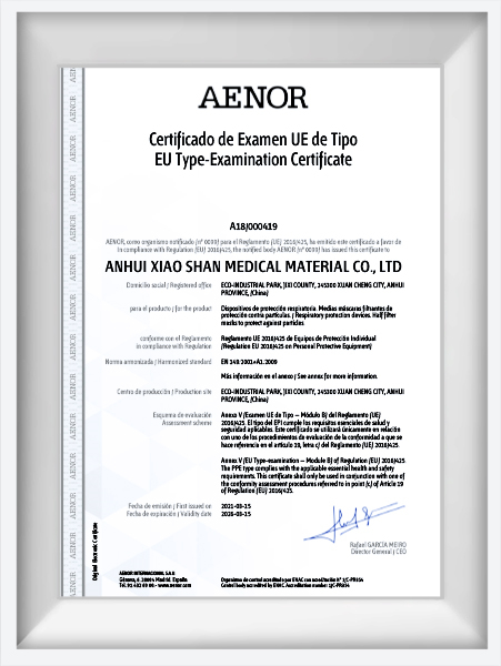 Beschermend masker CE B+D-certificaat